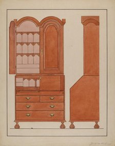 Block Front Desk with Cabinet Top, 1935/1942. Creator: Jack Bochner.