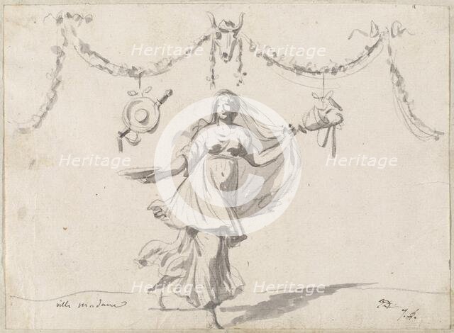 Ornament with a Woman in Ancient Dress, 1775/80. Creator: Jacques-Louis David.