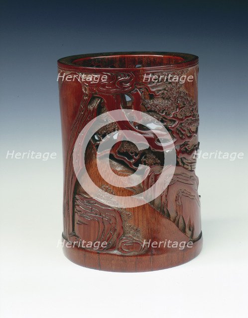Carved bamboo brushpot, China, 1st half of the 18th century. Artist: Unknown