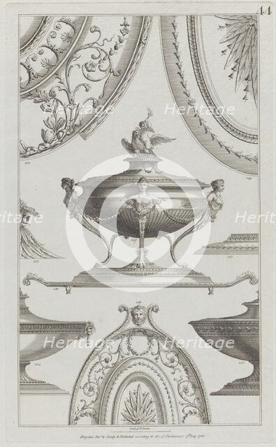 Vases and Vessels, nos. 248-254 ("Designs for Various Ornaments," pl. 44), July 1..., July 17, 1782. Creator: Michelangelo Pergolesi.