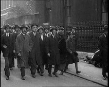 George Lansbury and Other Union Leaders Walking Down Downing Street in London, 1920. Creator: British Pathe Ltd.