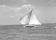The 8 Metre class 'Norman' (H1) running  downwind in a good breeze, 1911. Creator: Kirk & Sons of Cowes.