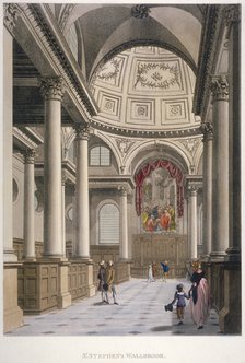 Interior of the Church of St Stephen Walbrook, City of London, 1798.                Artist: Thomas Malton II