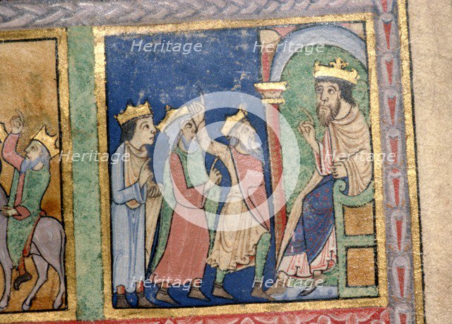 Detail from a Psalter the Magi and Herod, c1140. Artist: Unknown.