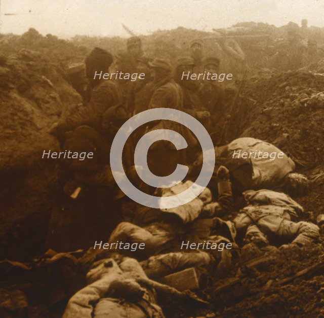 Captured trenches, Les Éparges, northern France, c1914-c1918.  Artist: Unknown.