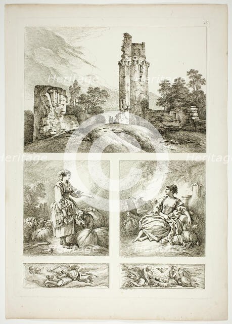 Plate Sixteen of 38 from Oeuvres de J. B. Huet, 1796–99. Creator: Jean Baptiste Marie Huet.