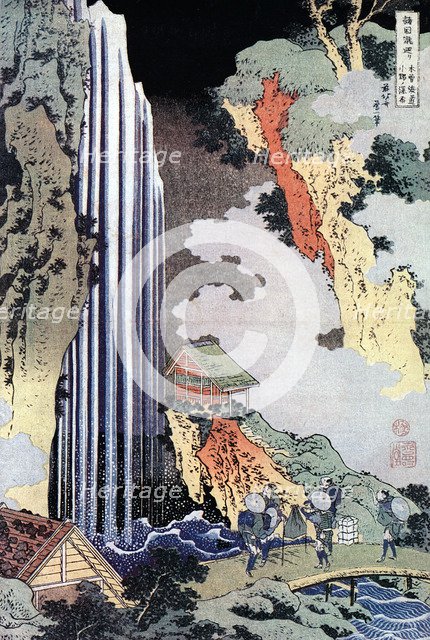 'Ono Waterfall Along the Kisokaido', c1780-1849. Artist: Hokusai