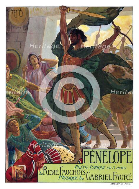 Poster for the Opera Pénélope by Gabriel Fauré, 1913. Creator: Rochegrosse, Georges Antoine (1859-1938).