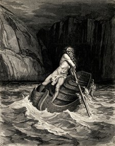 Arrival of Charon. Illustration to the Divine Comedy by Dante Alighieri, 1857. Artist: Doré, Gustave (1832-1883)