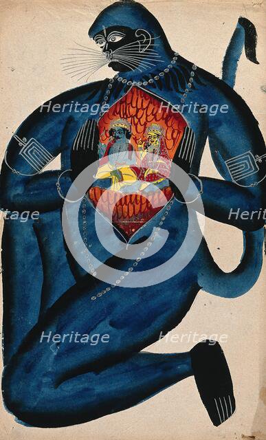 Hanuman revealing Rama and Sita in his heart. Creator: Unknown.