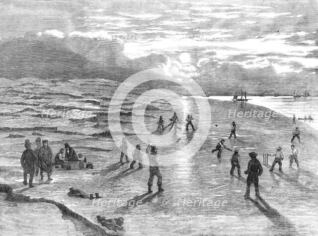 Cricket Match upon the Goodwin Sands, 1854. Creator: Unknown.