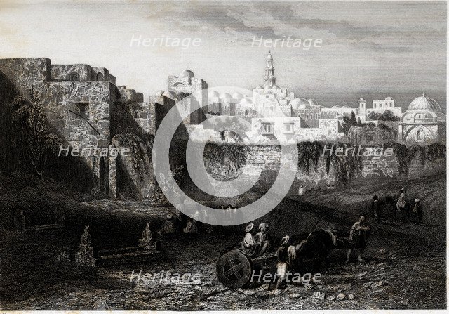 Overview of Jerusalem, engraving, 1840.
