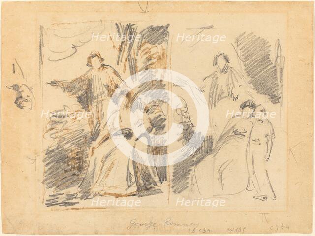 Two Studies for a Portrait of the Warren Family, c. 1768. Creator: George Romney.