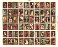 Sheet of 60 Cinderella stamps commemorating King George VI's coronation, 1937. Artist: Unknown.