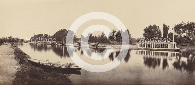 Barges at Oxford, 1862. Creator: Victor A Prout.