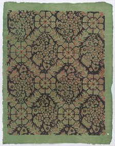 Sheet with overall floral pattern on green background, late 18th-mid..., late 18th-mid-19th century. Creator: Anon.
