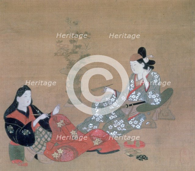 'Courtesan Entertaining an Actor', c1695. Artist: Furuyama Moroshige