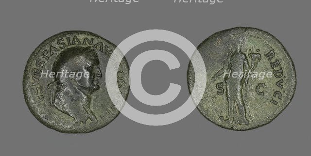 Dupondius (Coin) Portraying Emperor Vespasian, 77-78. Creator: Unknown.