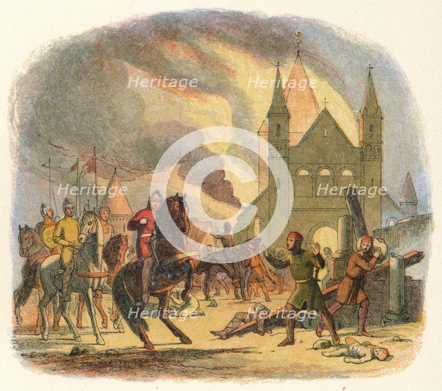 'William receives a fatal hurt at Mantes', 1087 (1864). Artist: James William Edmund Doyle.