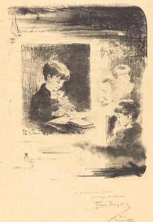 Enfant Dessinant (Child Drawing), 1894. Creator: Felix Hilaire Buhot.