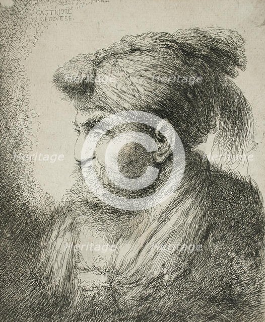 Bearded Man Wearing a Turban, between circa 1647 and circa 1651. Creator: Giovanni Benedetto Castiglione.