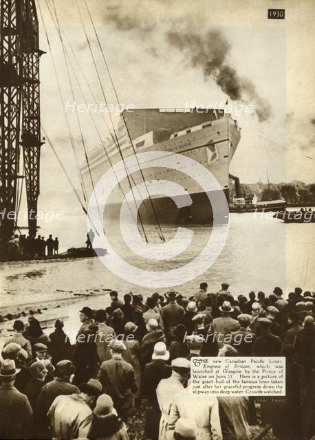 Launch of the 'Empress of Britain', Glasgow, 11 June 1930, (1935). Creator: Unknown.