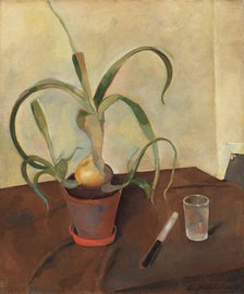 Still life with an onion plant, 1926. Creator: Nussbaum, Felix (1904-1944).