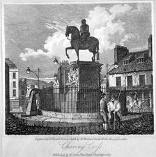 View of Charing Cross, showing the statue of King Charles I, Westminster, London, 1817.      Artist: JC Varrall