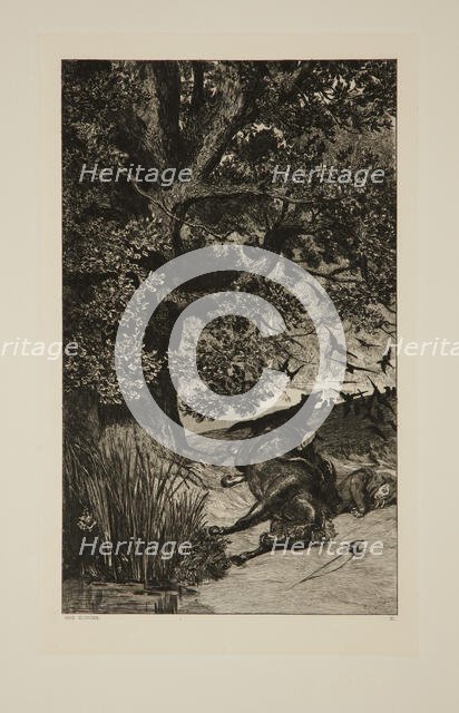 Intermezzi, Opus Iv, Bl. 11: Gefallener Reiter (Fallen Rider), 1881. Creator: Max Klinger.