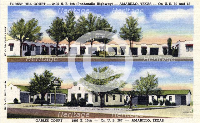 Forest Hill Courts and Gables Court motels, Amarillo, Texas, USA, 1946. Artist: Unknown