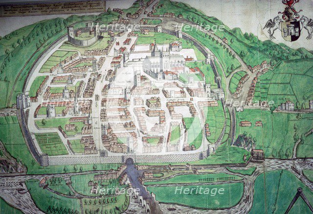 Map of the English city of Exeter by John Hooker, 1587. Artist: John Hooker