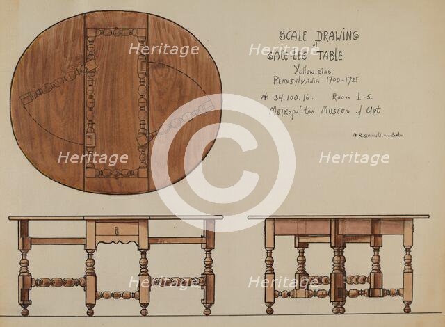 Gate-leg Table, c. 1936. Creator: M. Rosenshield-von-Paulin.