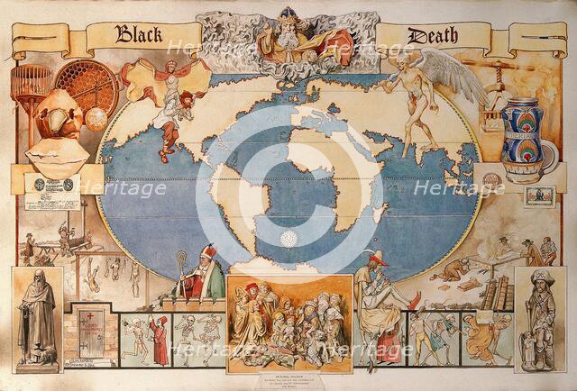 Black Death - pictorial diagram..., late 19th-early 20th century?  Creator: Monro Scott Orr.