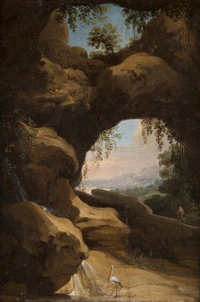 Landscape with views through the cave, from c.1635 until 1635. Creator: Jan Asselijin.
