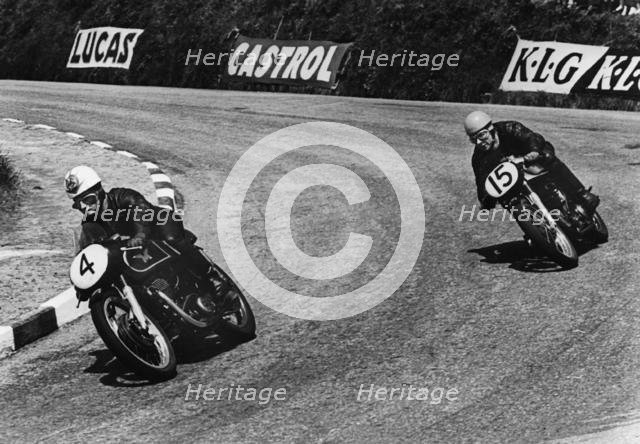 Matchless & Norton 1956 Isle of Man Tourist Trophy race. Creator: Unknown.