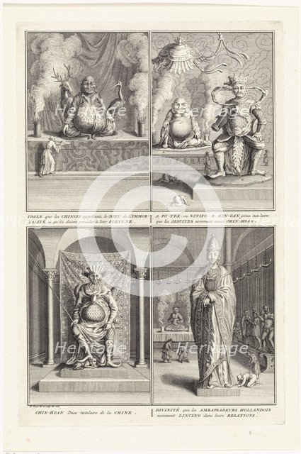 Four Chinese gods, 1728. Artist: Picart, Bernard (1673–1733)