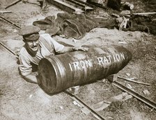 A huge shell, weighing 1400lb, Somme campaign, France, World War I, 1916. Artist: Unknown