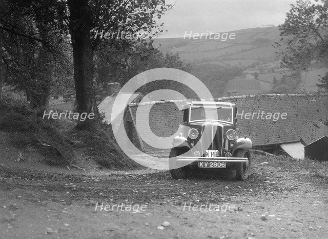 1932 Standard Nine taking part in a Standard Car Owners Club trial. Artist: Bill Brunell.