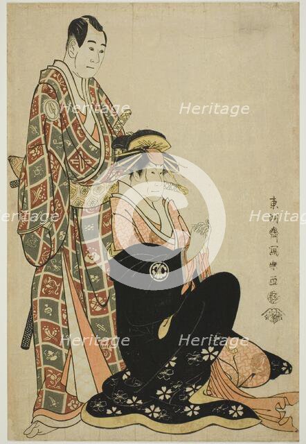 The actors Segawa Kikunojo III (R) as the courtesan Katsuragi and Sawamura Sojuro..., 1794. Creator: Toshusai Sharaku.