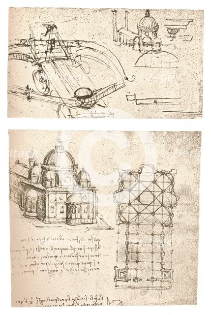 Two drawings of churches, c1472-c1519 (1883). Artist: Leonardo da Vinci.