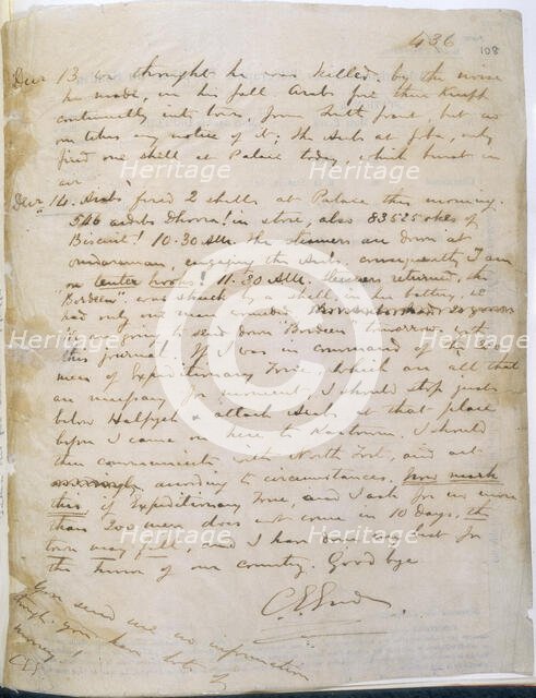 The last page of General Gordon's journal, 1885. Creator: General Gordon.