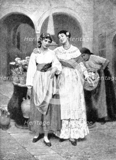 Pictures from the Royal Academy: The Town Mouse and the Country Mouse - J. B. Burgess, R.A., 1895. Creator: George Meisenbach.