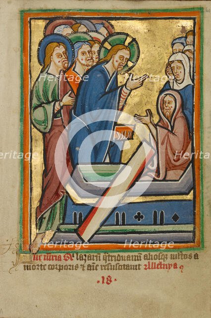 The Raising of Lazarus, about 1190-1200; text and illumination added about 1480-1490. Creator: Unknown.