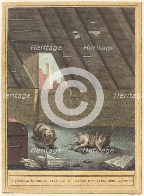 La querelle des chiens et des chats et celle des chats et des souris (The Quarrel of Cats...pub.1759 Creator: Johann Christoph Teucher.