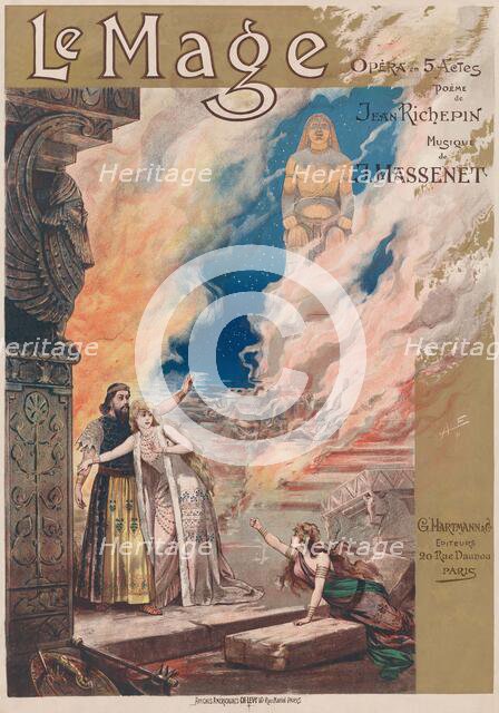 Poster for the Opera Le Mage by Jules Massenet, 1891. Creator: Edel (Colorno), Alfredo (1856-1912).