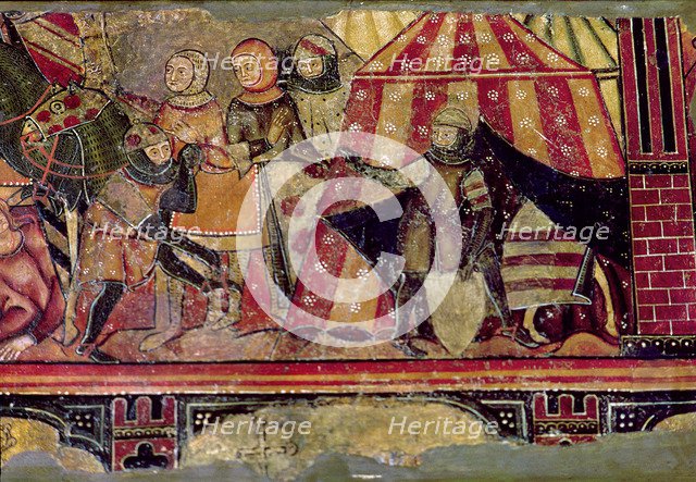 Martyrdom of St. Ursula and her companions in Cologne at the hands of the Huns and beheading of t…