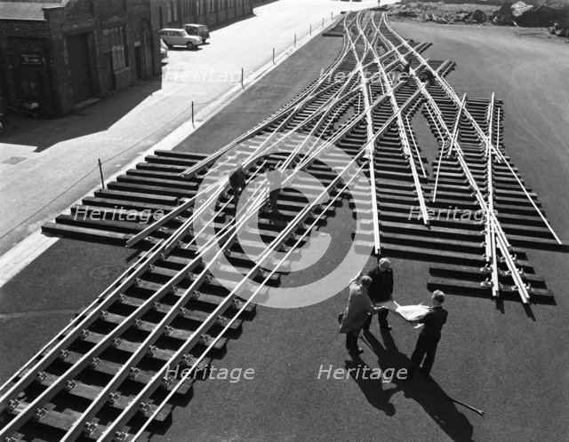 Railway track work at Edgar Allen's steel foundry, Sheffield, South Yorkshire, 1962. Artist: Michael Walters