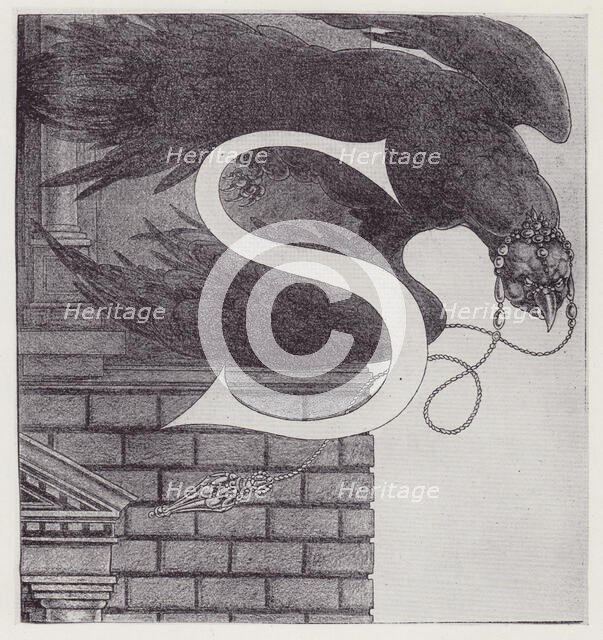 Initial Letter S (Vulture) to Volpone, 1898. Creator: Aubrey Beardsley.