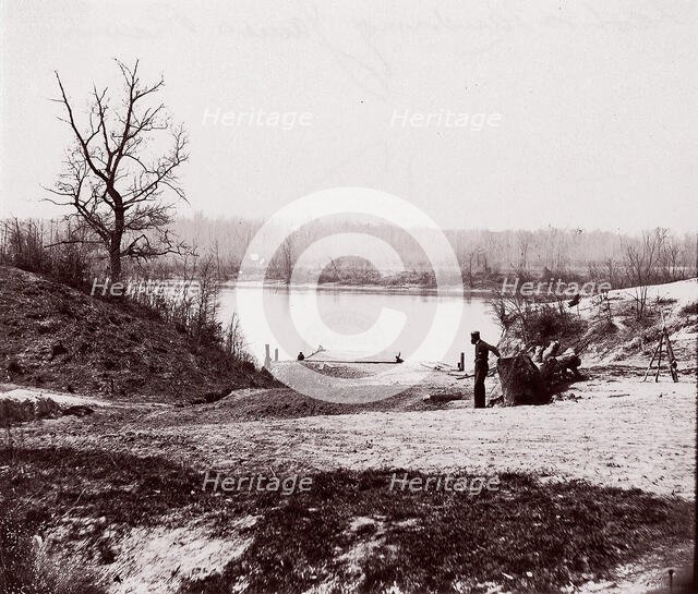 Lower Pontoon Bridge, Deep Bottom, James River, 1864. Creator: Andrew Joseph Russell.