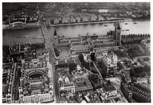 Aerial view of Westminster, London, from a Zeppelin, 1931 (1933). Artist: Unknown